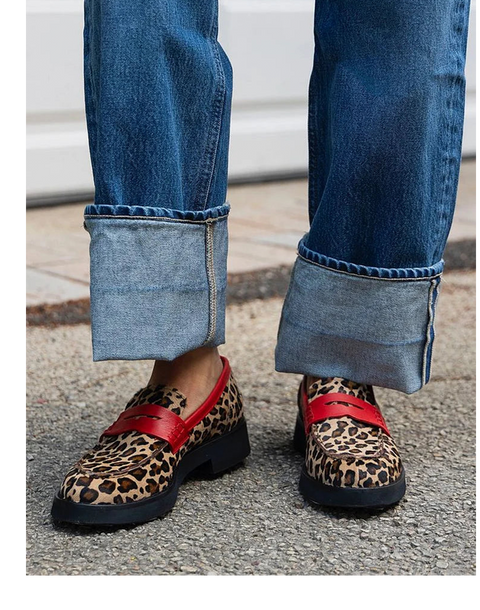 Gemma | Mocassini Leopardati con Dettagli Rossi
