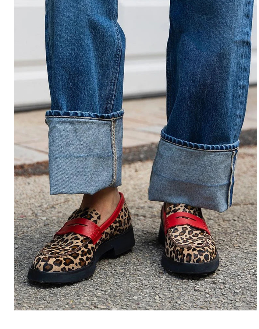 Gemma | Mocassini Leopardati con Dettagli Rossi