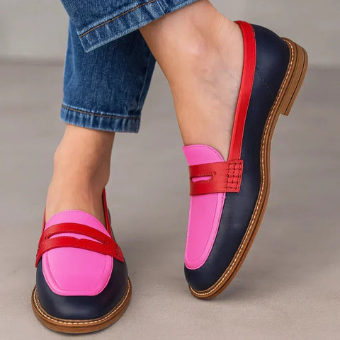 Lynette | Mocassini Colorblock Blu, Rosa e Rosso