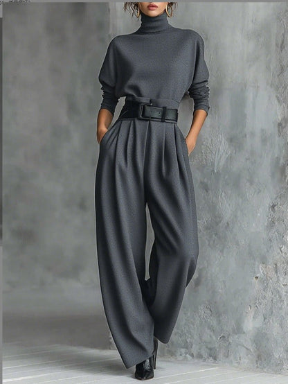 Doveline | Completo Maglione a Collo Alto e Pantaloni a Gamba Larga