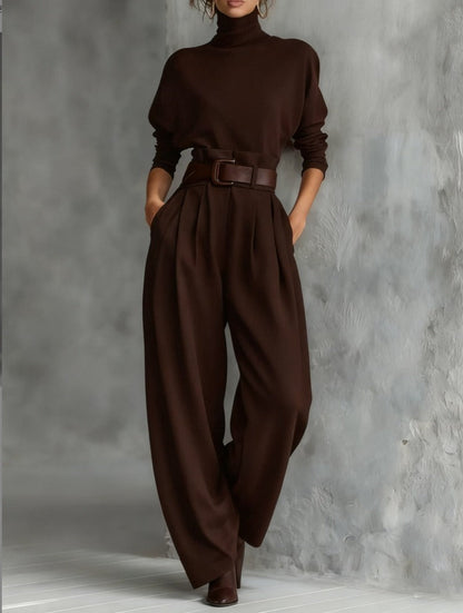 Doveline | Completo Maglione a Collo Alto e Pantaloni a Gamba Larga