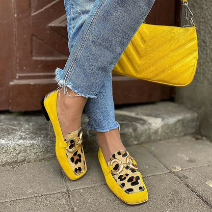 Assunta | Mocassini Gialli con Inserto Leopardato