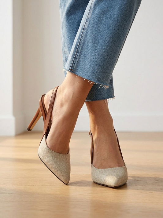 Amélie | Tacco Slingback a Contrasto Marrone