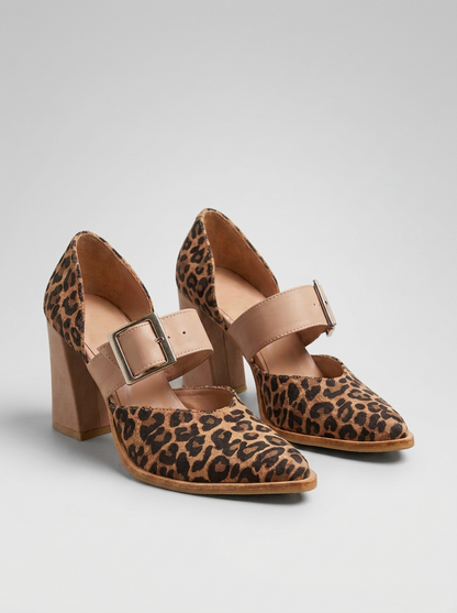 Ilana™ | Tacones de bloque con atrevido estampado de leopardo