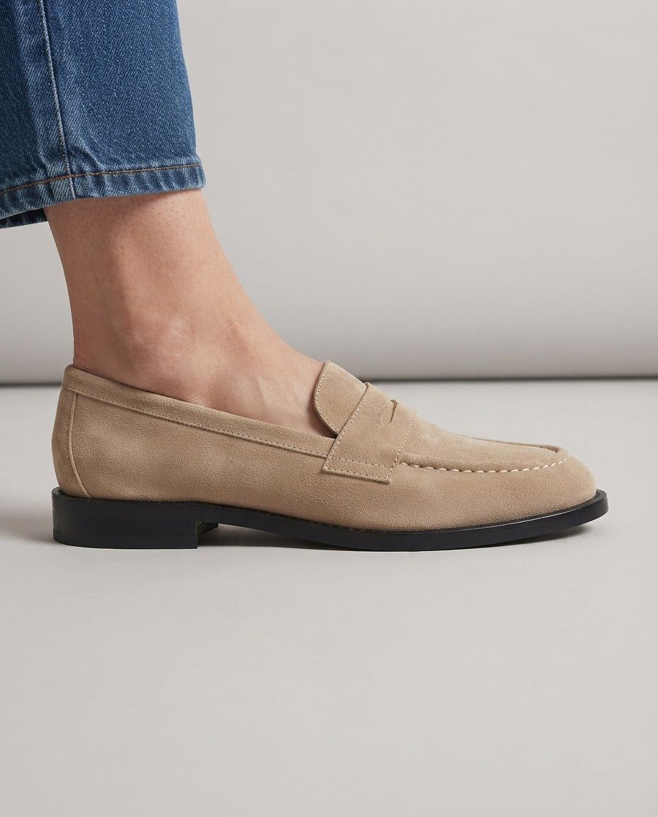 Bianca | Mocassini Penny in Camoscio