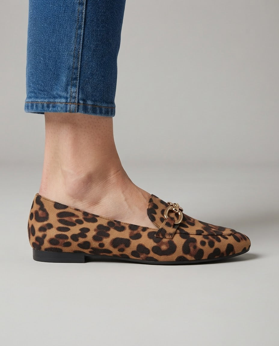 Bettina | Mocassini Leopardati in Camoscio con Morsetto
