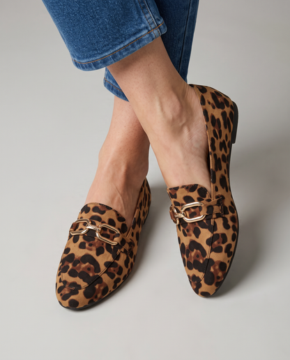 Bettina | Mocassini Leopardati in Camoscio con Morsetto
