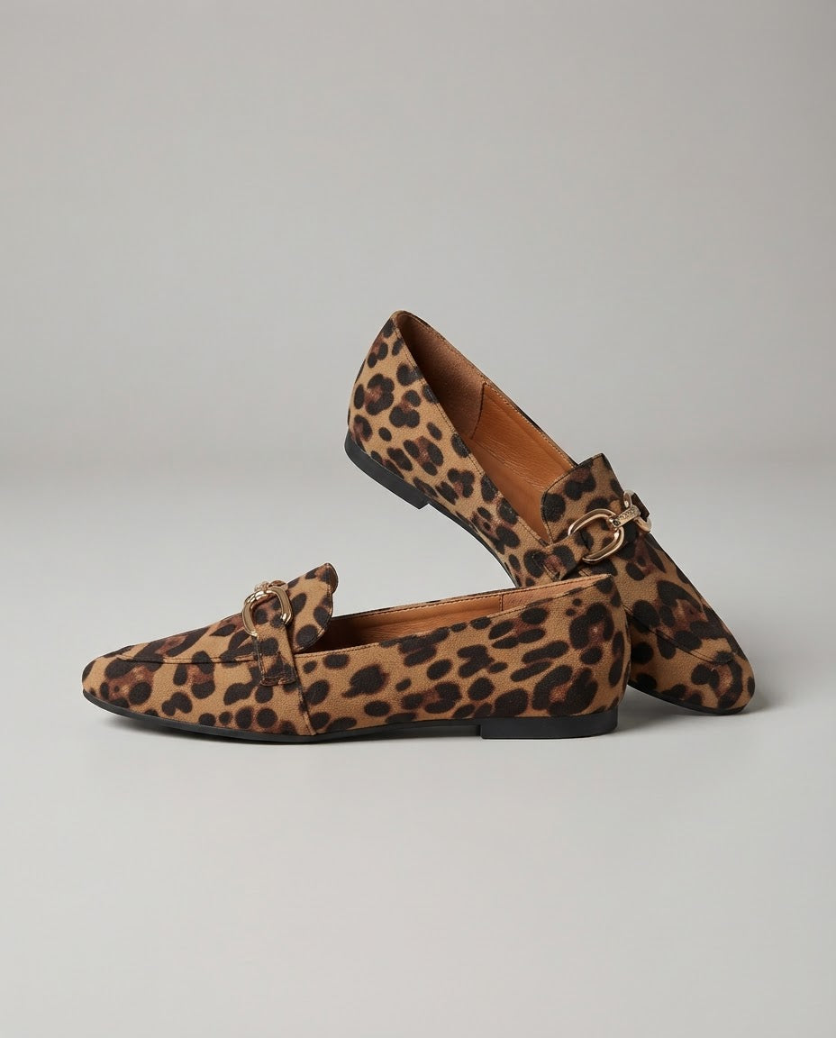 Bettina | Mocassini Leopardati in Camoscio con Morsetto