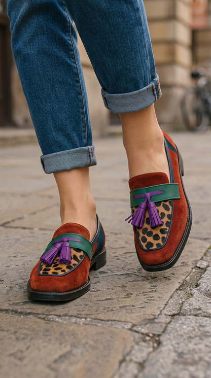 Matilde | Mocassini Colorblock con Inserto Leopardato